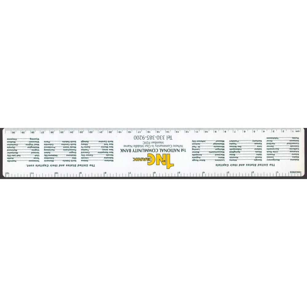 American Presidents and US States Capitals 12 Inch Ruler 1st National Bank - Picture 2 of 2